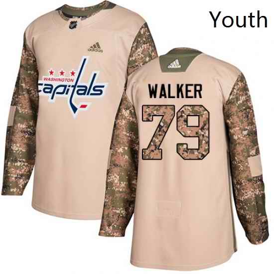 Youth Adidas Washington Capitals 79 Nathan Walker Authentic Camo Veterans Day Practice NHL Jersey